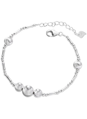 925纯银猫眼珠车花球竹节手链