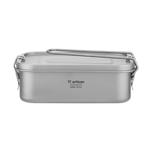 钛工匠纯钛方形饭盒户外露营密封便当盒家用钛碗便携钛餐具钛饭盒