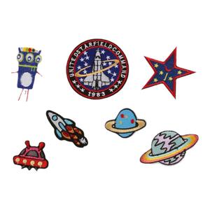 刺绣卡通布贴星球飞船个性补丁时尚贴花儿童装饰衣服牛仔裤补洞贴