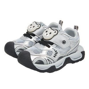 泰兰尼斯儿童闪灯凉鞋夏季新款男童时尚旋钮闪灯凉鞋男女童户外鞋