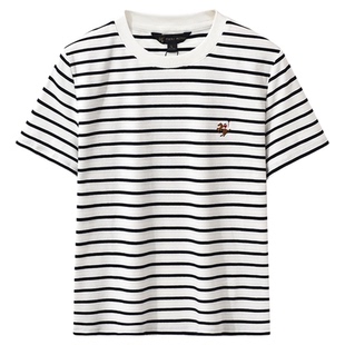 保罗彼得夏季新款女T恤衫潮流条纹休闲上衣宽松百搭短袖BWEB43011