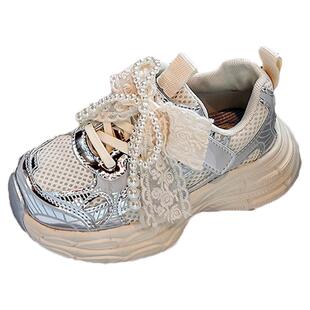 官网C&K女童鞋2026新款春季儿童运动鞋女孩网面软底公主老爹网鞋