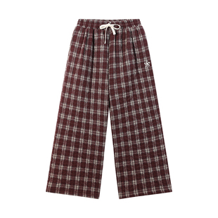 江南先生NewJNXS新年磨毛绗棉格子保暖宽松长裤冬加厚休闲直筒裤