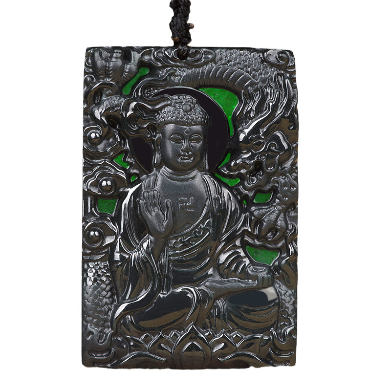 天然墨翠a货翡翠龙尊王佛佛像神龙玉石吊坠冰种挂件玉坠玉器