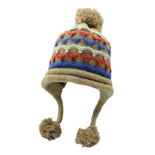 复古费尔岛毛球提花针织帽子女款冬季大头围保暖护耳毛线帽套头帽