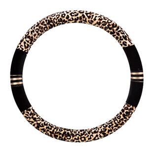 汽车方向盘套冬季短毛绒韩国防滑豹纹通用D型把套男女本田思域XRV