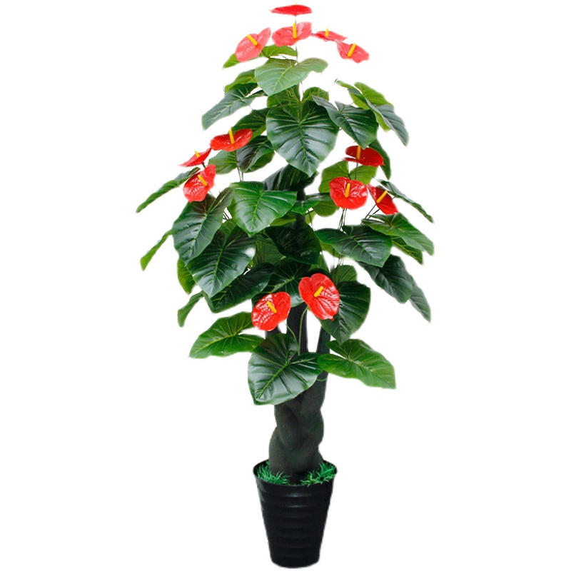 仿真发财树盆栽红掌假花仿真花新款客厅鸿运当头塑料绿植仿生植物