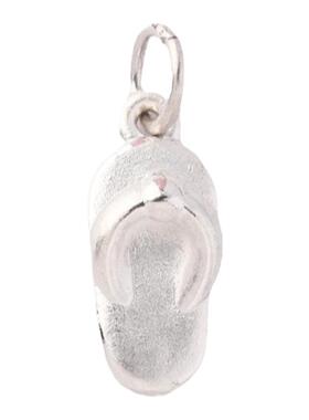 s999足银3D硬银人字拖鞋挂件吊坠 DIY水晶手链项链饰品银配件材料