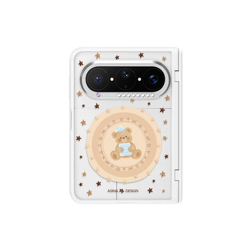 星梦小熊适用华为PuraXMax手机壳带磁吸小折叠阔PURA典藏版全包中轴保护套XZ防摔透明女生purax2可爱新款超薄