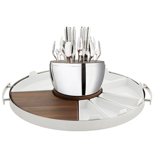 CHRISTOFLE MOOD昆庭心境蛋西餐聚会餐具胡桃木小食盘新年礼物