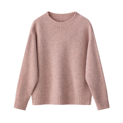 牦牛绒粉色圆领毛衣女冬新款上衣