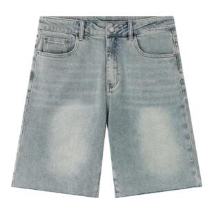 华吉言【半晓】天丝汉麻毛边水洗直筒牛仔5分裤女夏季百搭中裤