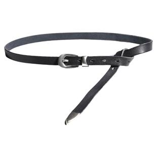 皮轩阁法式加长打结复古水洗做旧自然纹头层牛皮腰带银扣百搭皮带