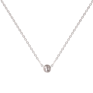 925纯银拉丝圆球项链小众设计气质百搭锁骨链磨砂小银球日常通勤