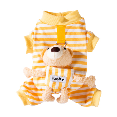 口袋小熊家居服春秋款小狗狗四脚衣服薄款泰迪比熊宠物小型犬秋季