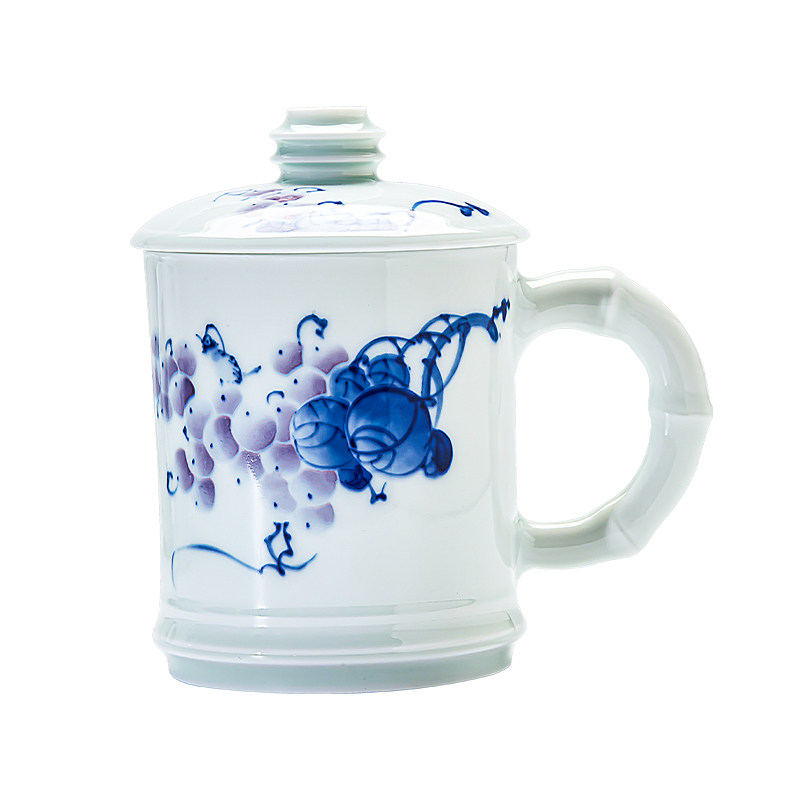 诚德轩景德镇陶瓷办公杯茶具手绘青花瓷泡茶杯个人办公室喝茶水杯