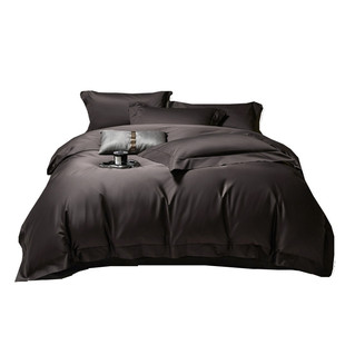 现代简约风140支匹马棉四件套床笠床上用品轻奢纯色全棉贡缎被套