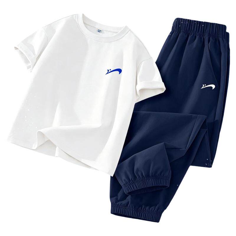 贵人鸟儿童纯棉套装男童夏季短袖t恤女孩2026新款大童夏装衣服薄