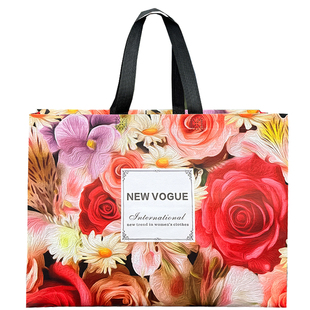 网红水彩繁花大花覆膜无纺布袋简约大牌男女装袋子定制LOGO加厚