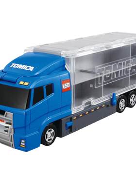 TOMY 多美卡世界 蓝色货柜车 整理收纳护航车 小汽车模型玩具礼物