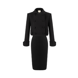 MummyCat下蛋喵【巴黎罗曼史】双排扣翻领毛呢西装外套半裙套装