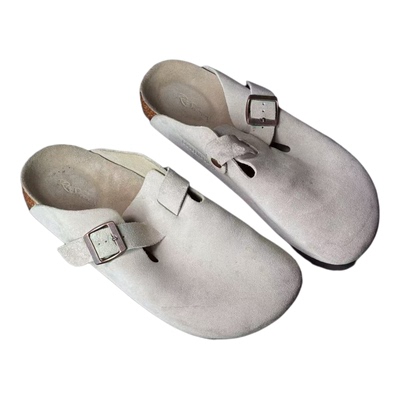 OKKO周边 真皮牛反绒勃肯鞋复古软木底包头拖鞋全包半拖博肯鞋男