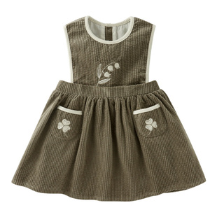 modomoma儿童连衣裙秋冬新款女孩背心裙女童裙子森系复古北欧