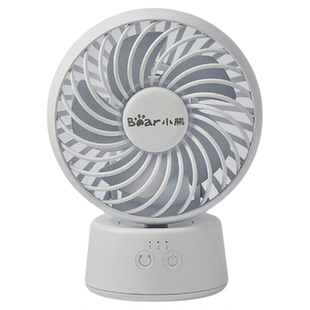 小熊桌面电风扇办公室小型mini学生台扇无线长续航便携充电摇头
