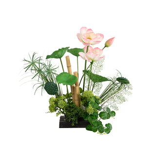 中式仿真荷花装饰造景室内橱窗荷叶竹子绿植景观舞台摆设拍摄道具