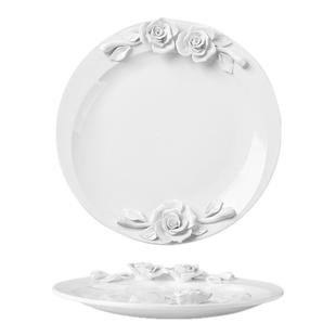 态生活欧式浮雕手捏花朵碗盘杯子餐具套装家居下午茶精致陶瓷摆盘