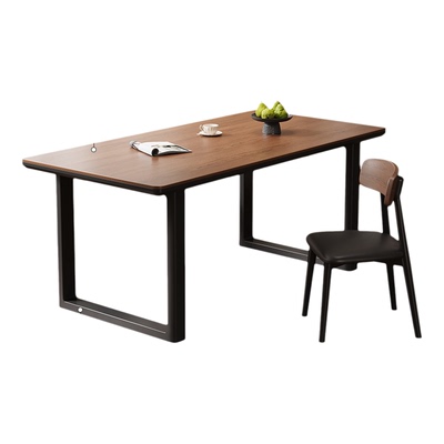 岩板餐桌椅组合黑胡桃色长方形