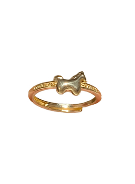 可爱小马金铜钱戒指女开口可调节