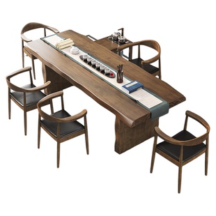 原木大板茶桌椅组合实木茶桌功夫禅意新中式泡茶台简约现代喝茶桌