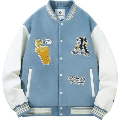 公鸡冠军蓝灰色加厚棉服