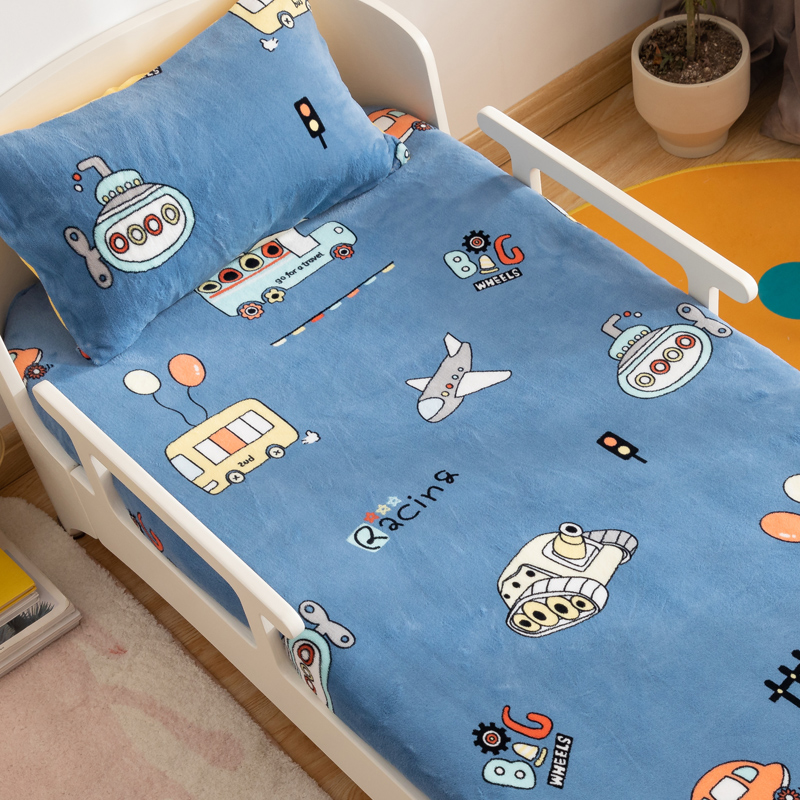 加厚牛奶绒珊瑚绒儿童床单单件宝宝婴幼儿园秋冬季毛绒小被单定制