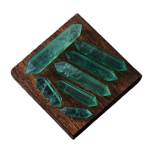 天然绿萤石双尖六棱柱摆件氟石fluorite氟化钙矿物标本灵摆制作