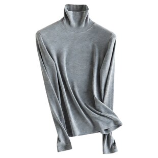 秋冬正品保暖发热珍珠山羊绒棉长袖半高领打底衫女上衣修身T恤白