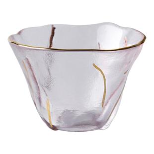 日式初雪金边小杯子锤纹玻璃主人杯透明酒杯清酒杯一口杯功夫茶杯