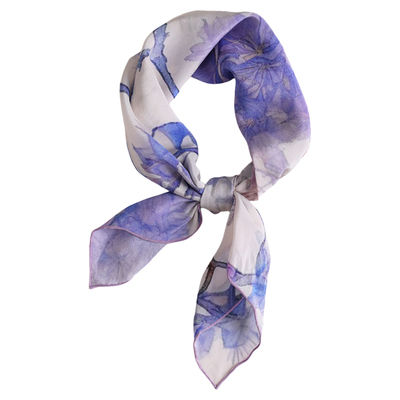 盈妹国风紫色桑蚕丝丝巾女高级感