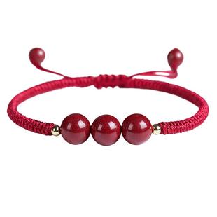 2026年新款手链女红绳本命年红手绳转运珠编织绳朱砂手串情侣礼物