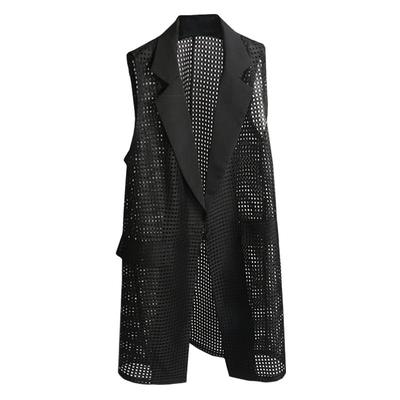 镂空西装马甲背心中长款开衫薄款