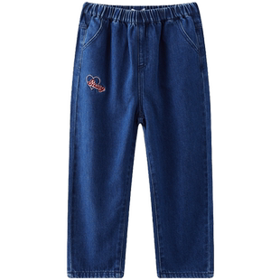 MQD童装女童水洗牛仔裤春秋款宝宝裤子儿童宽松长裤休闲裤