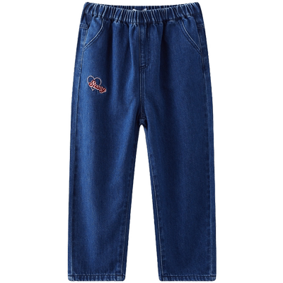 MQD童装女童水洗牛仔裤春秋款宝宝裤子儿童宽松长裤休闲裤