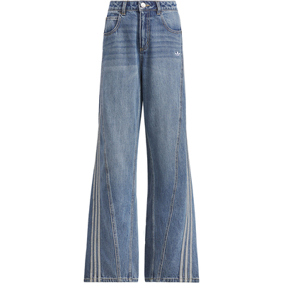 Adidas/阿迪达斯正品三叶草女士牛仔阔腿运动扭扭裤JN0726