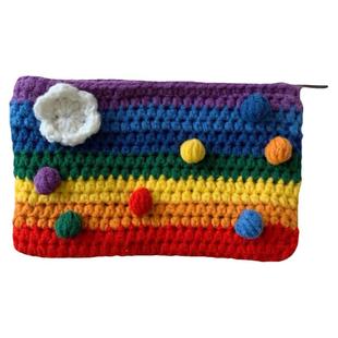 手工编织包diy自制彩虹包泰国针织包毛线材料包可爱零钱包手机包