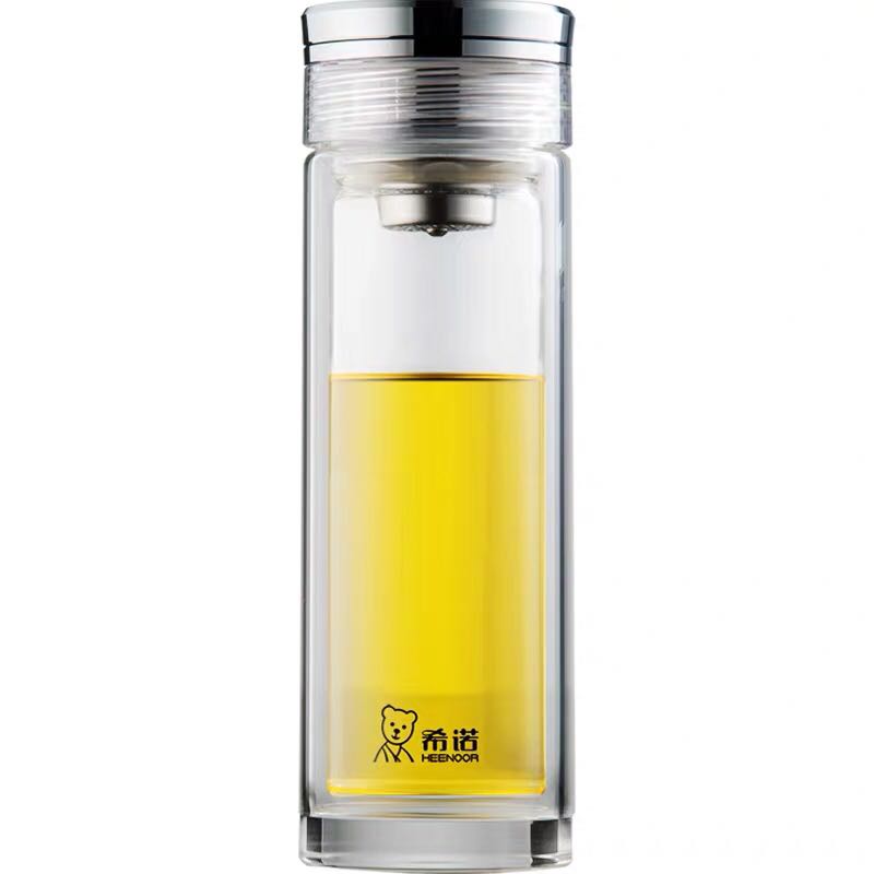 商务高档泡茶带盖双层玻璃杯新品