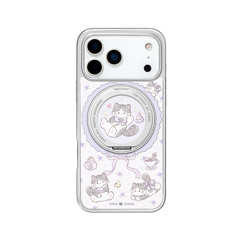 猫咪时光适用苹果17Promax手机壳新款iPhone16Pro磁吸带支架保护套Co2支点ip15可爱高级感14好看13pm全包女