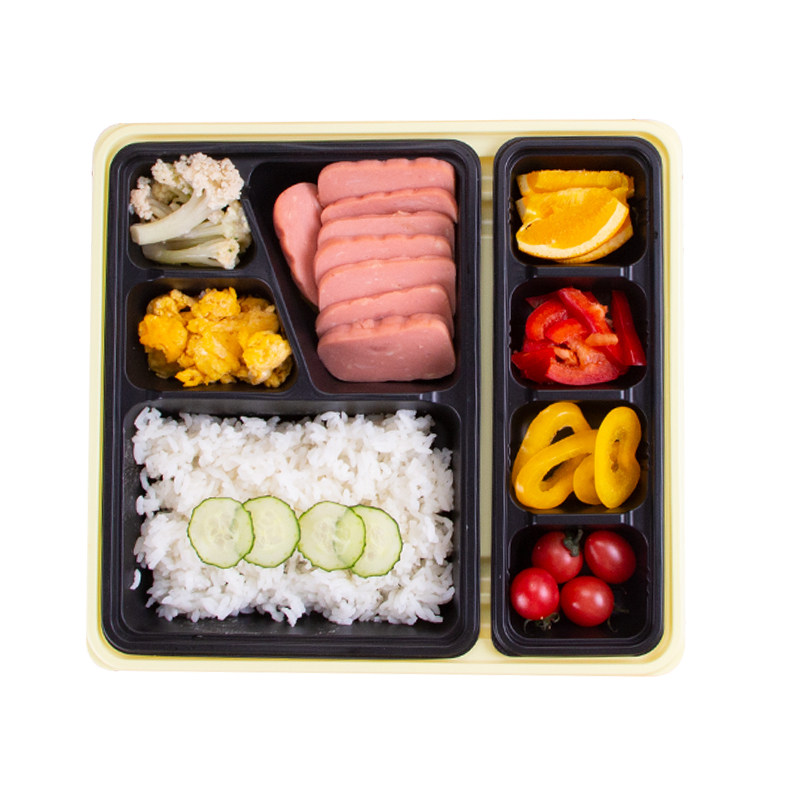 七色魔方方形塑料日式八格打包盒