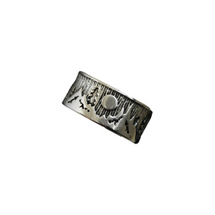 古着复古Ancient silver landscape patterned silver ring戒指