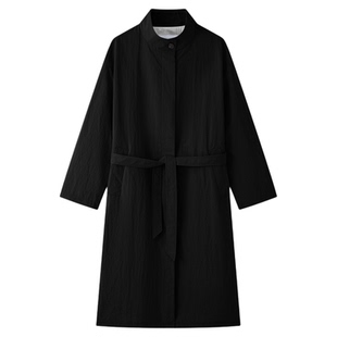 naiwill 天然牛角扣 纯棉内里肌理感立领中长款风衣外套26春新品